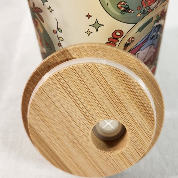 Christmas Winnie The Pooh Frosted Glass Tumbler 6 Inches New With Tags Fast Ship - Picture 9 of 14